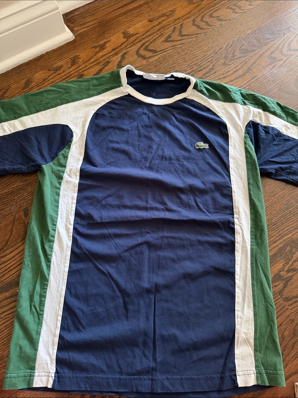Lacoste Navy, Green & White Colorblock Short Sleeve Crew
